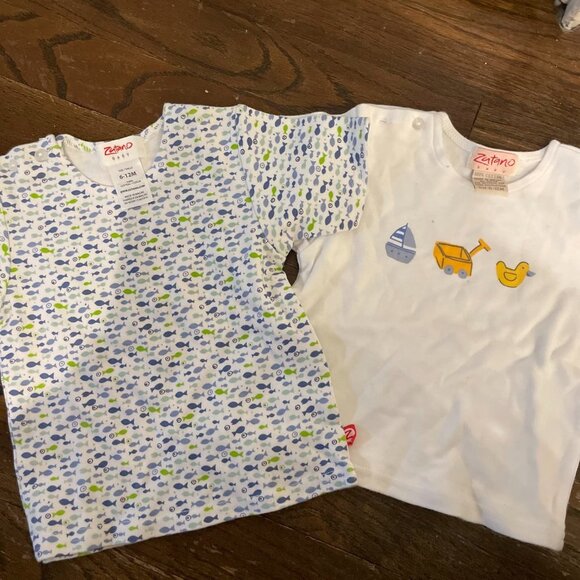 bundle of 2 Zutano baby t shirts 🐟🐥 6-12 month - Picture 1 of 4